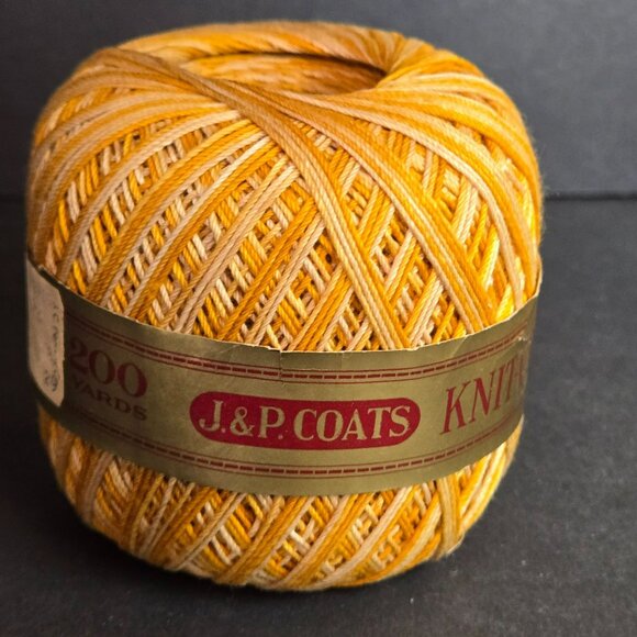 J&P Coats Knit-Cro-Sheen Crochet Thread 200 Yards Mercerized Cotton Yellow Cream - Picture 2 of 8